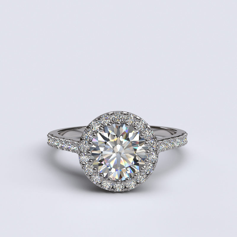 Single Halo 1.95ct Round Cut Diamond Engagement Ring - 06GG60