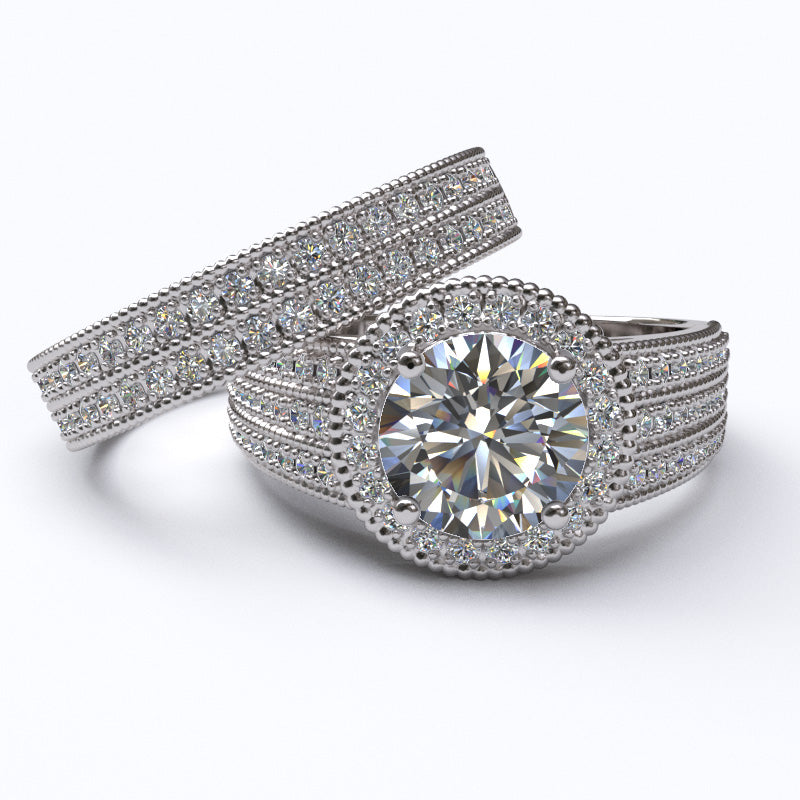 2.08ct  Diamond Gold Halo Bridal Set - 06GG62