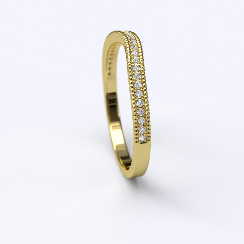 Gold 0.14ct Diamond Curved Half Eternity Stackable Wedding Anniversary Band Ring - 06GG64