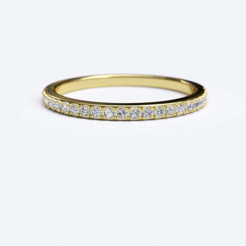 0.1ct Brilliant Cut Diamond Gold Half Eternity Stackable Wedding Anniversary Band Ring - 06GG65