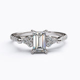 0.5 Ct Emerald Cut Cathedral Diamond Gold Engagement Ring