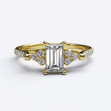 0.5 Ct Emerald Cut Cathedral Diamond Gold Engagement Ring