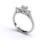 0.5 Ct Emerald Cut Cathedral Diamond Gold Engagement Ring