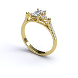 0.5 Ct Emerald Cut Cathedral Diamond Gold Engagement Ring