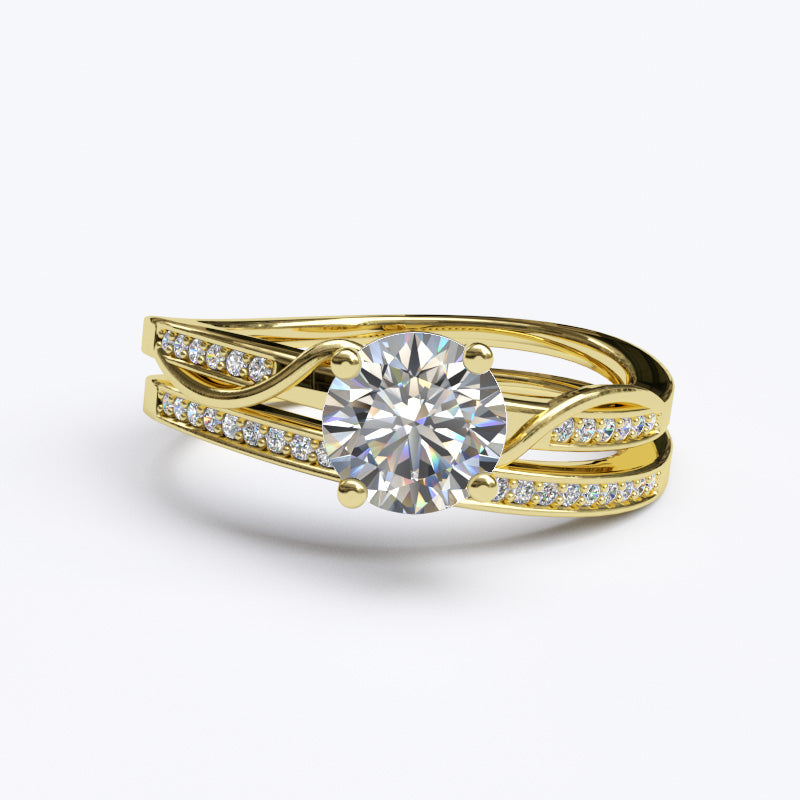 0.9ct Round Diamond Twist Shank Gold Bridal Wedding Set - 06GG68