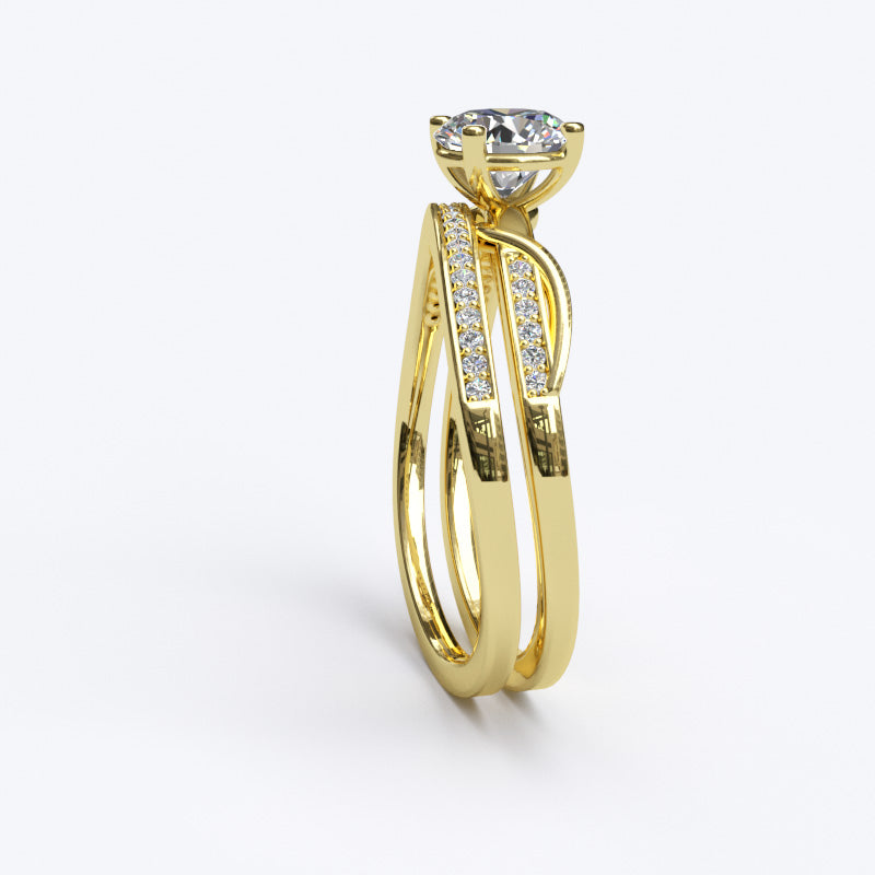 0.9ct Round Diamond Twist Shank Gold Bridal Wedding Set - 06GG68