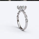 1.7ct Oval Diamond Gold 4 Prong Loop Diamond Side Engagement Ring - 06GG69