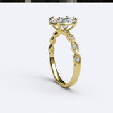1.7ct Oval Diamond Gold 4 Prong Loop Diamond Side Engagement Ring - 06GG69