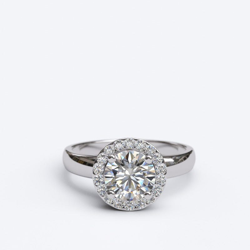 1.35ct Brilliant Cut Diamond Halo Gold Engagement Ring - 06GG73