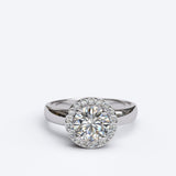 1.35ct Brilliant Cut Diamond Halo Gold Engagement Ring - 06GG73