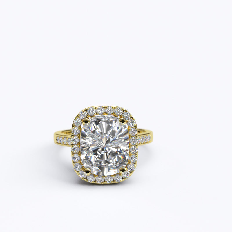 2.5ct Cushion Cut Diamond Halo Gold Engagement Ring - 06GG74