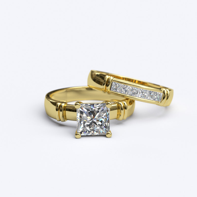 1.8ct Princess Cut Solitaire Gold Bridal Set - 06GG76
