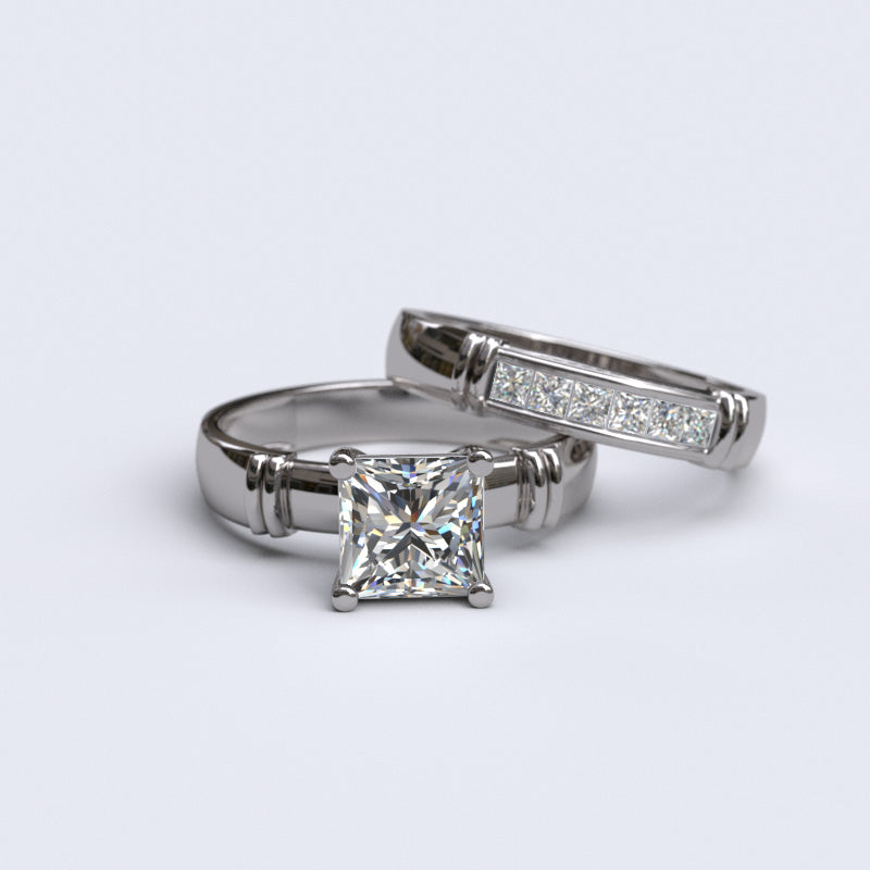 1.8ct Princess Cut Solitaire Gold Bridal Set - 06GG76