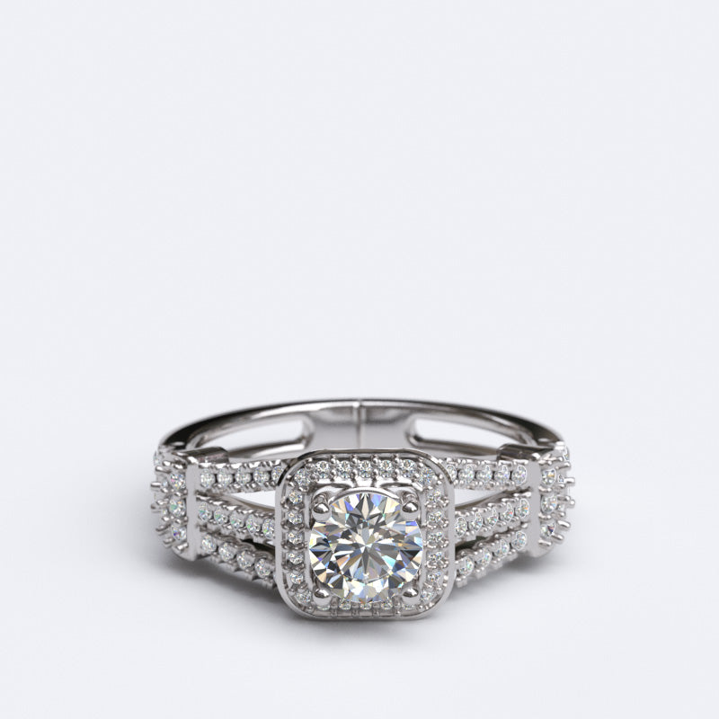0.85ct Brilliant Cut Single Halo Gold Engagement Ring with Split Shank - 06GG79