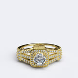 0.85ct Brilliant Cut Single Halo Gold Engagement Ring with Split Shank - 06GG79