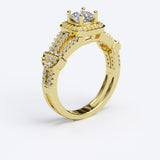 0.85ct Brilliant Cut Single Halo Gold Engagement Ring with Split Shank - 06GG79