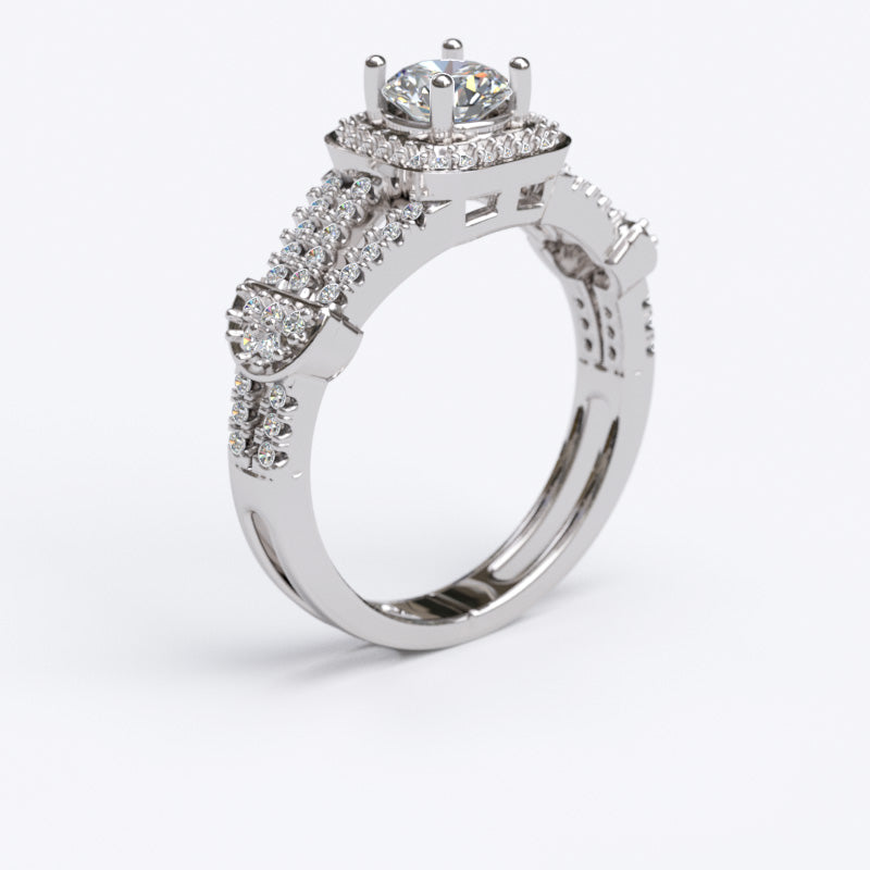 0.85ct Brilliant Cut Single Halo Gold Engagement Ring with Split Shank - 06GG79