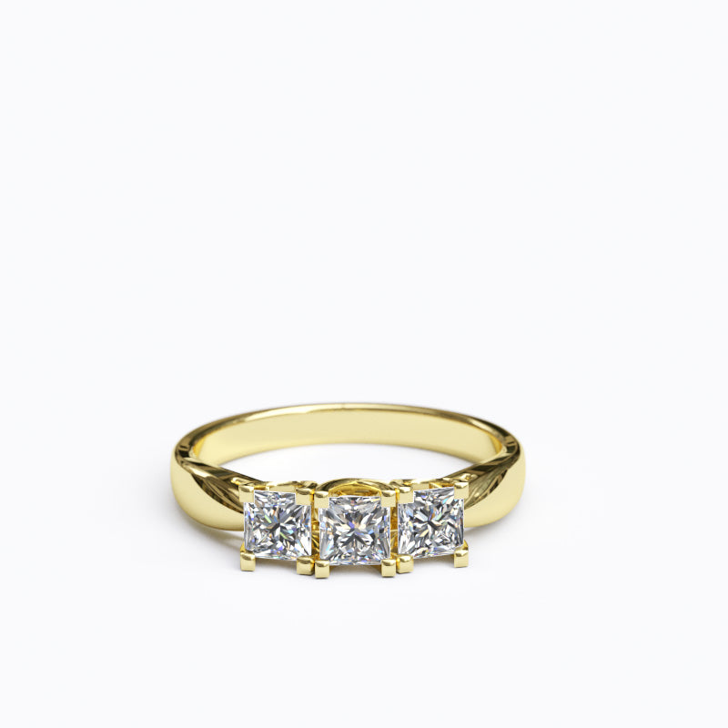 0.7ct Princess Cut 3 Stone Gold Engagement Ring - 06GG80