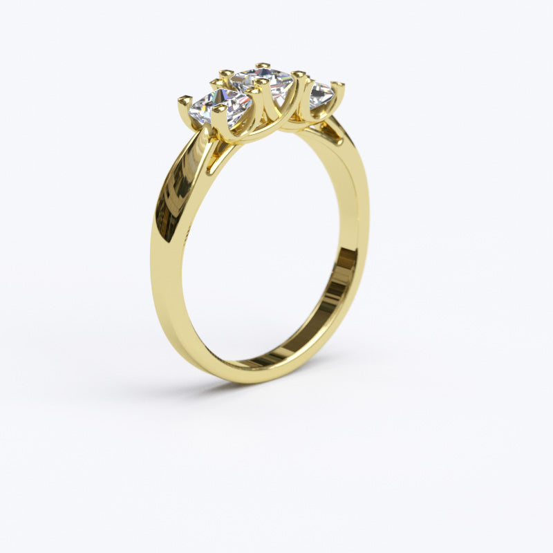 0.7ct Princess Cut 3 Stone Gold Engagement Ring - 06GG80