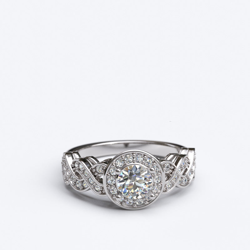 0.65ct ROUND CUT PAVE Infinity Gold ENGAGEMENT RING - 06GG81