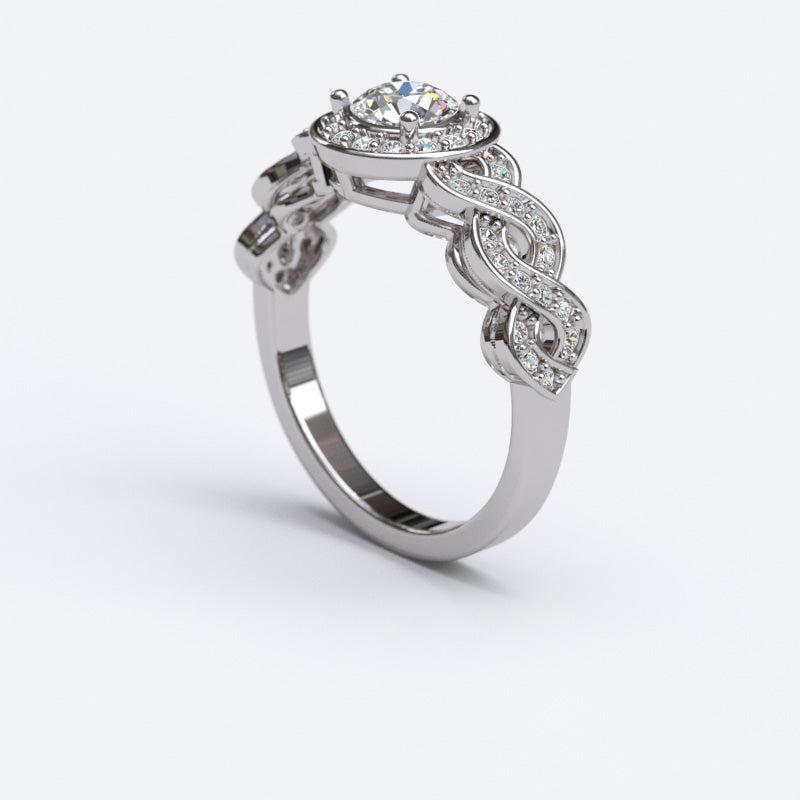 0.65ct ROUND CUT PAVE Infinity Gold ENGAGEMENT RING - 06GG81
