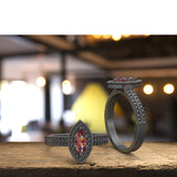 0.7ct Marquise Cut Ruby Gold (Black Rhodium) Engagement Ring - 06GG94B