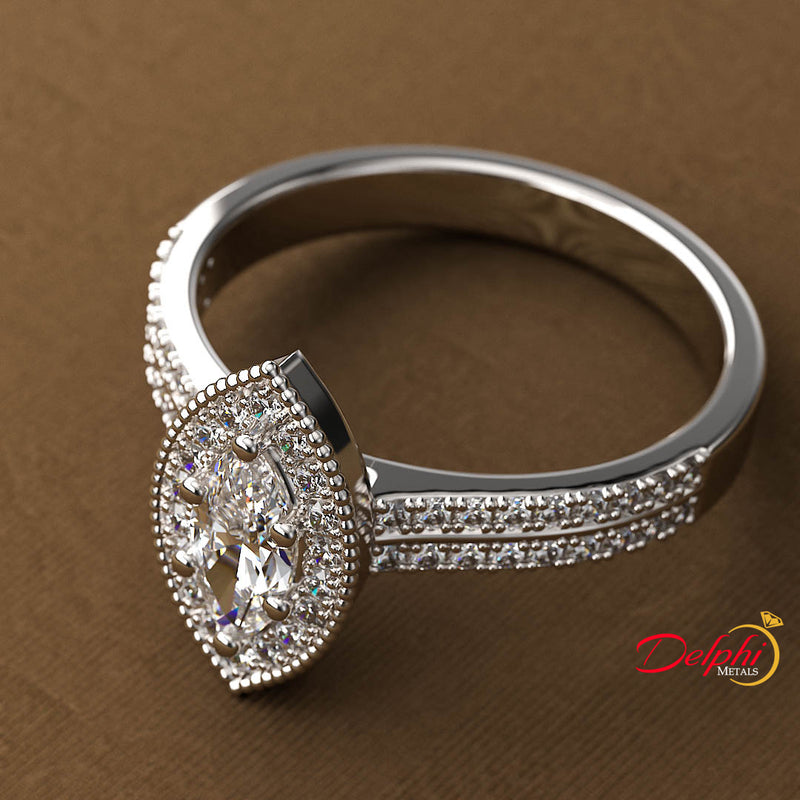 0.7ct Marquise Cut Diamond Gold Engagement Ring - 06GG94A