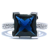 Sterling Silver Sapphire Engagement Ring - 07AB21