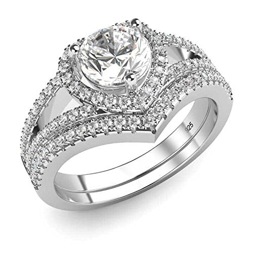 CZ Heart Engagement Bridal Set - 07AB66