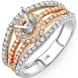 White & Rose Gold Two Tone Round DiamondEngagement Ring