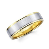 Yellow and White 2 Two Tone Gold Wedding Band