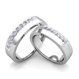 Matching Wedding Bands Channel Set Diamond Wedding Ring Band in Platinum  - 07SS01