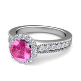 Diamond and Pink Sapphire Engagement Ring in Platinum - 07SS04
