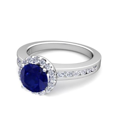 Diamond and Sapphire Engagement Ring in Platinum - 07SS06