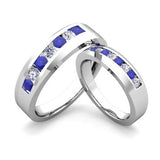 Diamond Sapphire Wedding Ring Band in Platinum - 07SS08