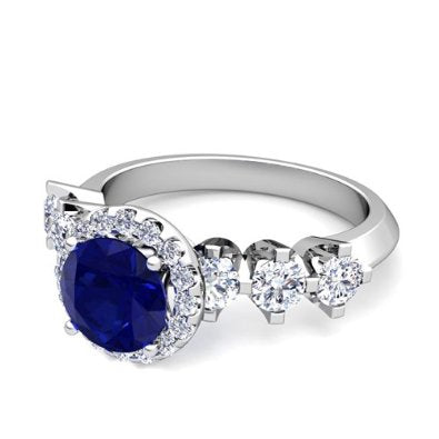 Diamond and Sapphire Engagement Ring in Platinum - 07SS10