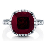 CZ Garnet 925 Silver Halo Cocktail Ring - 08AB04