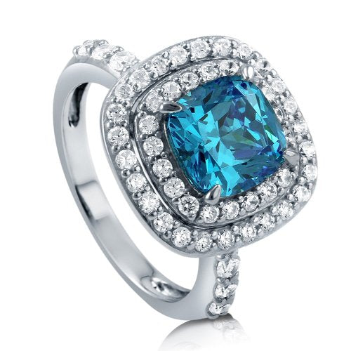 Topaz 925 Silver Halo Engagement Ring - 08AB05