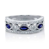 Sterling Silver Sapphire Wedding Band - 08AB06