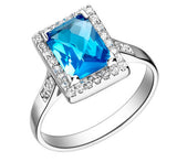 Aquamarine Sterling Silver 925 Engagement Ring - 08AB20