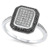 Black & White Cz Sterling Silver Engagement Ring - 08AB40