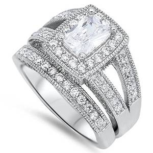 Sterling Silver Bridal Set - 08AB44
