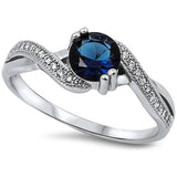 Blue Sapphire Sterling Silver Engagement Ring -  08AB48