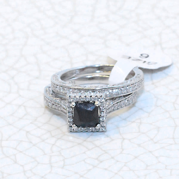 Black Onyx Sterling Silver Bridal Set - 08AB67