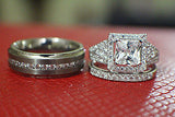 Sterling Silver with Titanium Wedding Set - 08AB99