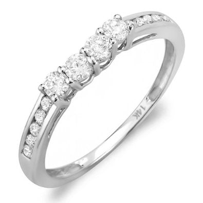 White Gold Round Diamond Ladies Anniversary Wedding Band Ring