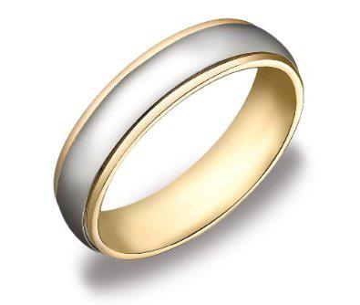 Gold Two-Tone 6mm Men's Wedding Band
