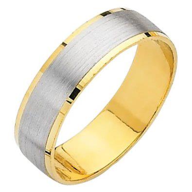 Yellow and White 2 Two Tone Gold Matte Embossed Designer Wedding Band