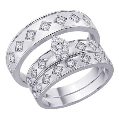 White Gold, Diamond Trio Wedding Ring Set