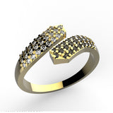Black Diamond Cross Over Wedding , Anniversary OR Fashion Right Hand Ring Band - 09GG01